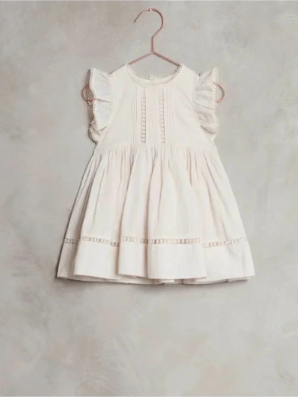 NWT Noralee Isla Dress White Girls' Flutter-Sleeve Cotton Dress